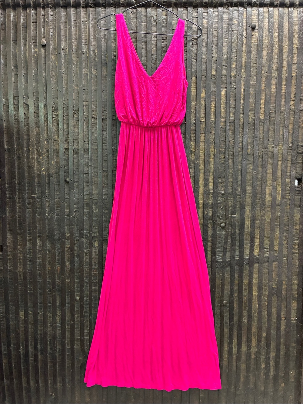 Lush Vibrant Fuchsia Sleeveless V-Neck Maxi Dress
